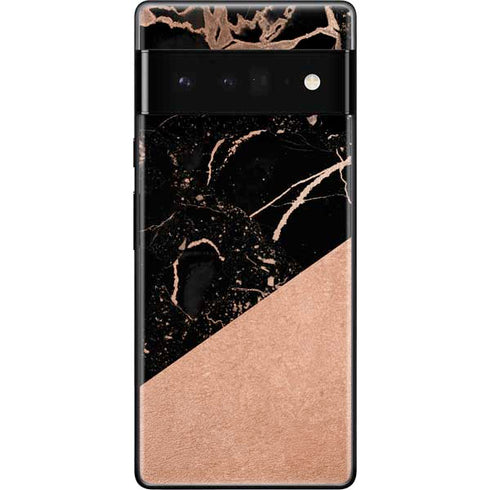 Black and Rose Gold Marble Split Google Pixel 6 Pro Skin